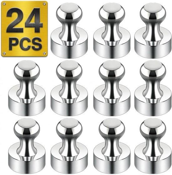 Metallmagnete, Kühlschrankmagnete, 24 Silberne Magnet Reißzwecken, Starke Kühlschrankmagnete, Multifunktionale Whiteboard Magnete, Für Küche, Bür