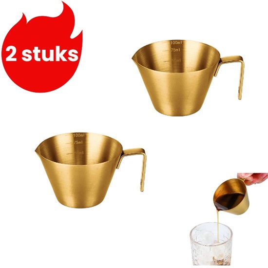 2 Teilig Edelstahl Kaffeetasse Mit Skala Kleines Milchkännchen Espressomessbecher Gold