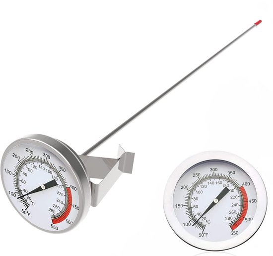 Friteusenthermometer Mit Einer Länge Von 40,6 Cm Und Clip, Direkt Ablesbar Fleischthermometer Mit Einem 5,1 Cm Großen Zifferblatt, Zum Frittiere