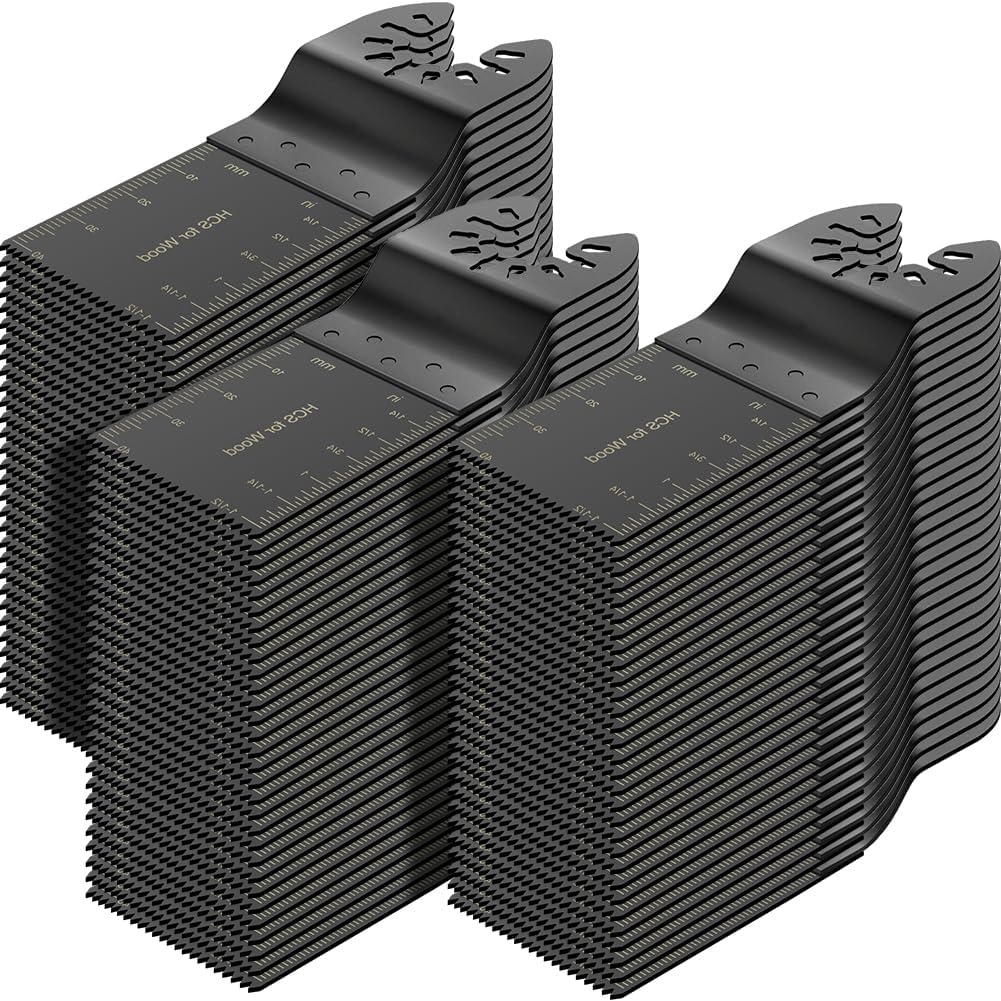 Packung Mit 100 Universellen Oszillierenden Sägeblättern Für Holz, Kompatibel Mit Fein Multimaster, Porter Cable, Bosch, Ryobi, Dewalt, Milwaukee Und Rockwell.