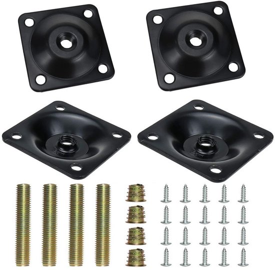 Montageplatten Für Möbelbeine – 4er-set – Schwarz