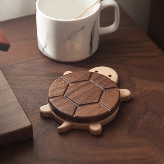 Niedlicher Holzuntersetzer In Schildkrötenform Hochwertiger, Hitzebeständiger Getränkehalter Mit Einzigartigem Schildkröten Design Für Kaffee, Te