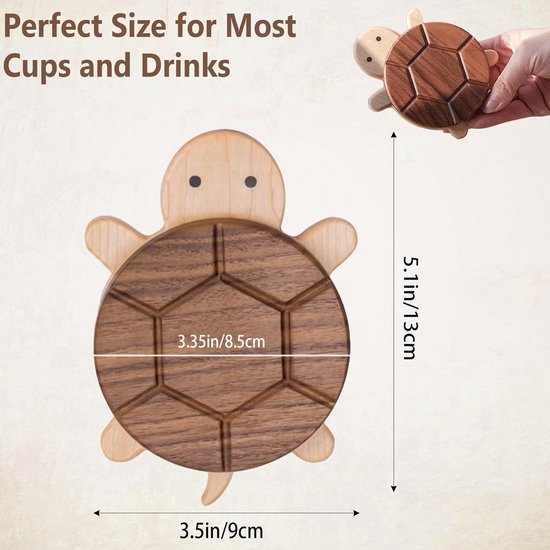 Niedlicher Untersetzer Aus Holz In Schildkrötenform Hochwertiger, Hitzebeständiger Getränkehalter Mit Einzigartigem Schildkrötenmotiv Für Kaffee,