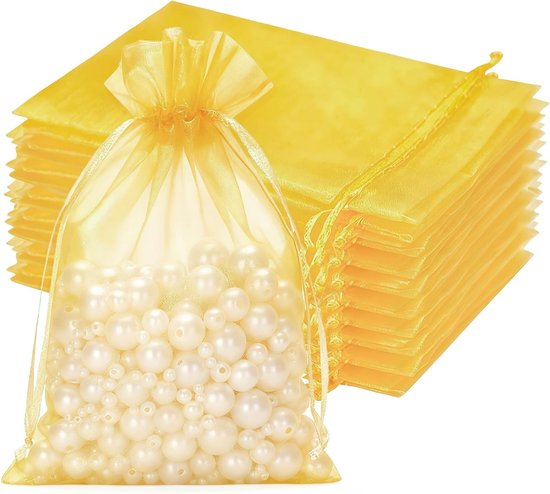 Organzabeutel Goldfarben, 50 Stück, 13 X 18 Cm, Kordelzug, Hochzeit, Süßigkeiten, Schmuck.
