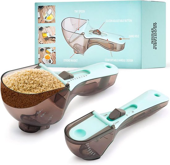 2 Teilig 2 Größen Verstellbare Messlöffel Messlöffel Set Aus Kunststoff Für Die Küche Arten Von Trockenen Und Flüssigen Messungen Verstellbar Und