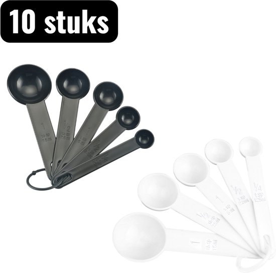 10 Teiliges Set Messbecher Und Messlöffel Aus Kunststoff Backmessinstrumente Mit Skala Küchenmesszubehör Zum Selbermachen Für Mehl Und Zucker Wei