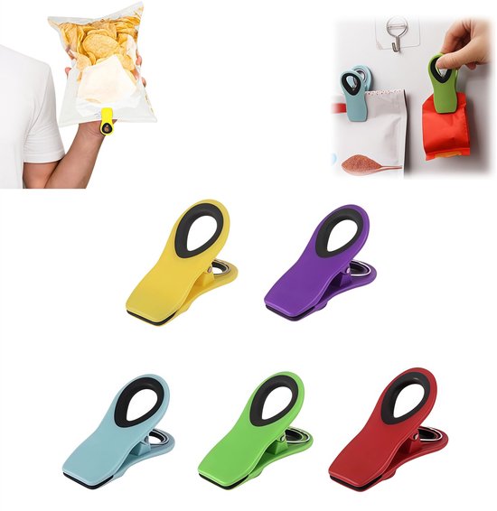 5er Set Snackclips Magnetische Beutelverschließer Kühlschrankmagnete Lebensmittelclips Für Den Haushalt Feuchtigkeitsbeständige Aufbewahrungsclip