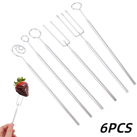 6 Teilig Gabel Schokoladengabel Käsefonduegabel Essgabel Backgabel Für Trüffel Schokolade Desserts Süßwarenherstellung Silber 21 Cm