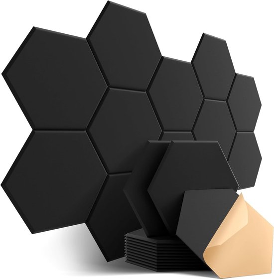 12-teiliges Set Hochdichter Selbstklebender Schallabsorptionspaneele Für Wand Decken Und Türgestaltung Akustikschaumstoff Mit Führungskante 30 X 26