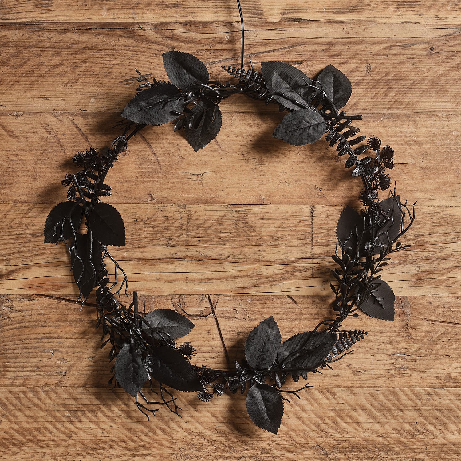 30cm Halloweenkranz schwarzes Laub mit Beleuchtung Bild 2