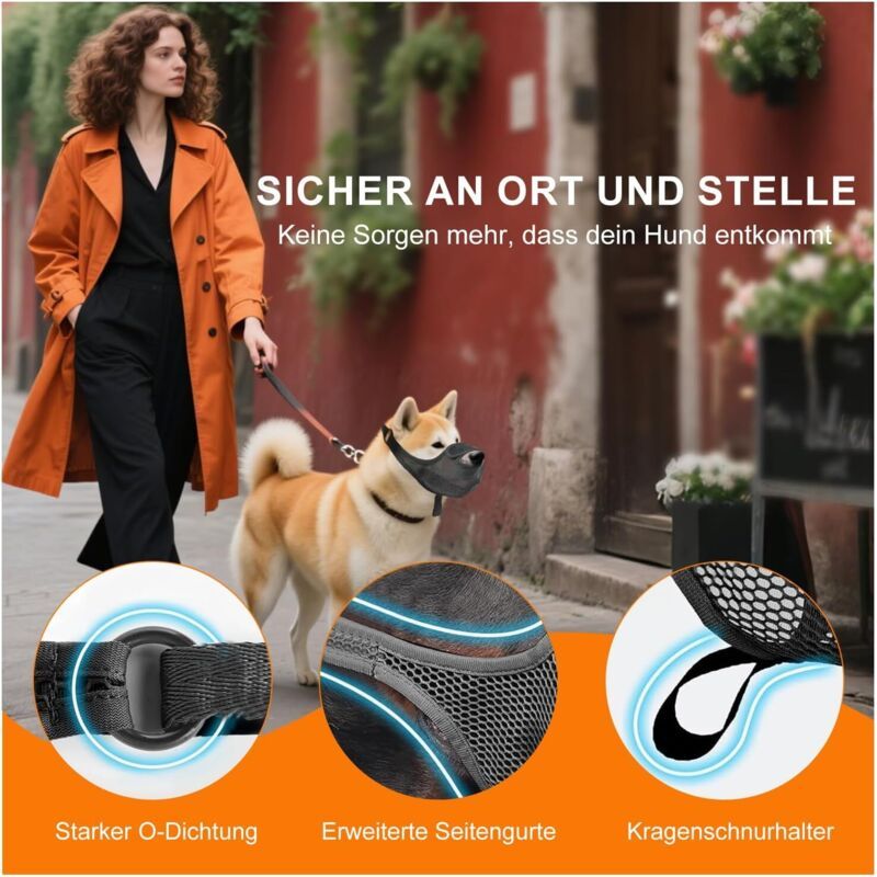 1 Hundemaulkorb, Atmungsaktiv, Für Große Hunde, Verstellbar, Zum Schutz Vor Bellen, Größe S