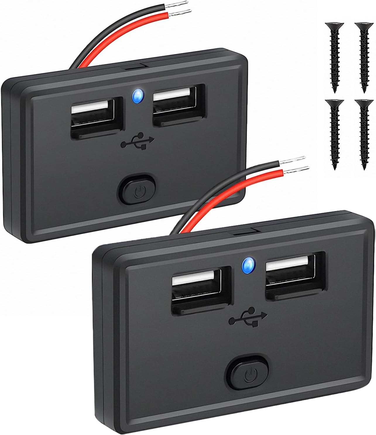 12v Kfz-ladestecker Mit Wasserdichtem Schalter, 4,8a 24w Usb-kfz-ladegerät Für Auto, Bus, Wohnmobil, Boot (2 Stück)