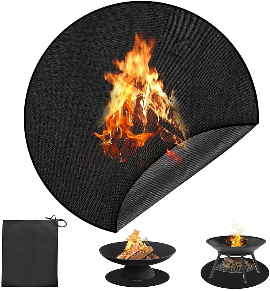 Feuerfeste Bodenmatte Für Grills Im Freien, 120 Cm/48 Zoll, Extra Große Runde Feuerfeste Bodenmatte Für Feuerstellen Im Freien, Zum Schutz Von Kaminen, Böden, Grills Und Feuerstellen, Rasenflächen