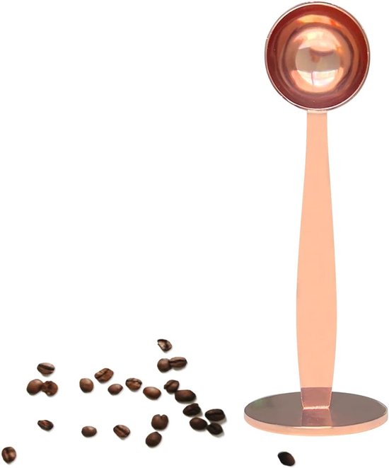 2 In 1 Kaffeelöffel, Esslöffel Aus Edelstahl 304, Messlöffel Mit Gepresstem Boden Für Kaffeebohnen, Kaffeepresse, Kaffeemahlen, Pressen, (roségol