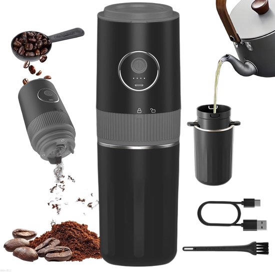 Tragbare Elektrische Kaffeemühle Kompakte Mühle Kaffeezubereitungsset Integrierter Filter Kaffeetasse Ideal Für Camping Reisen Büro Espresso Und Weiß