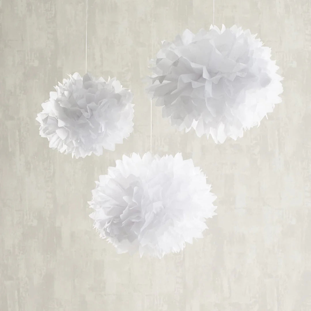 9er Set Pompons in weiß, rosa und crème Bild 2