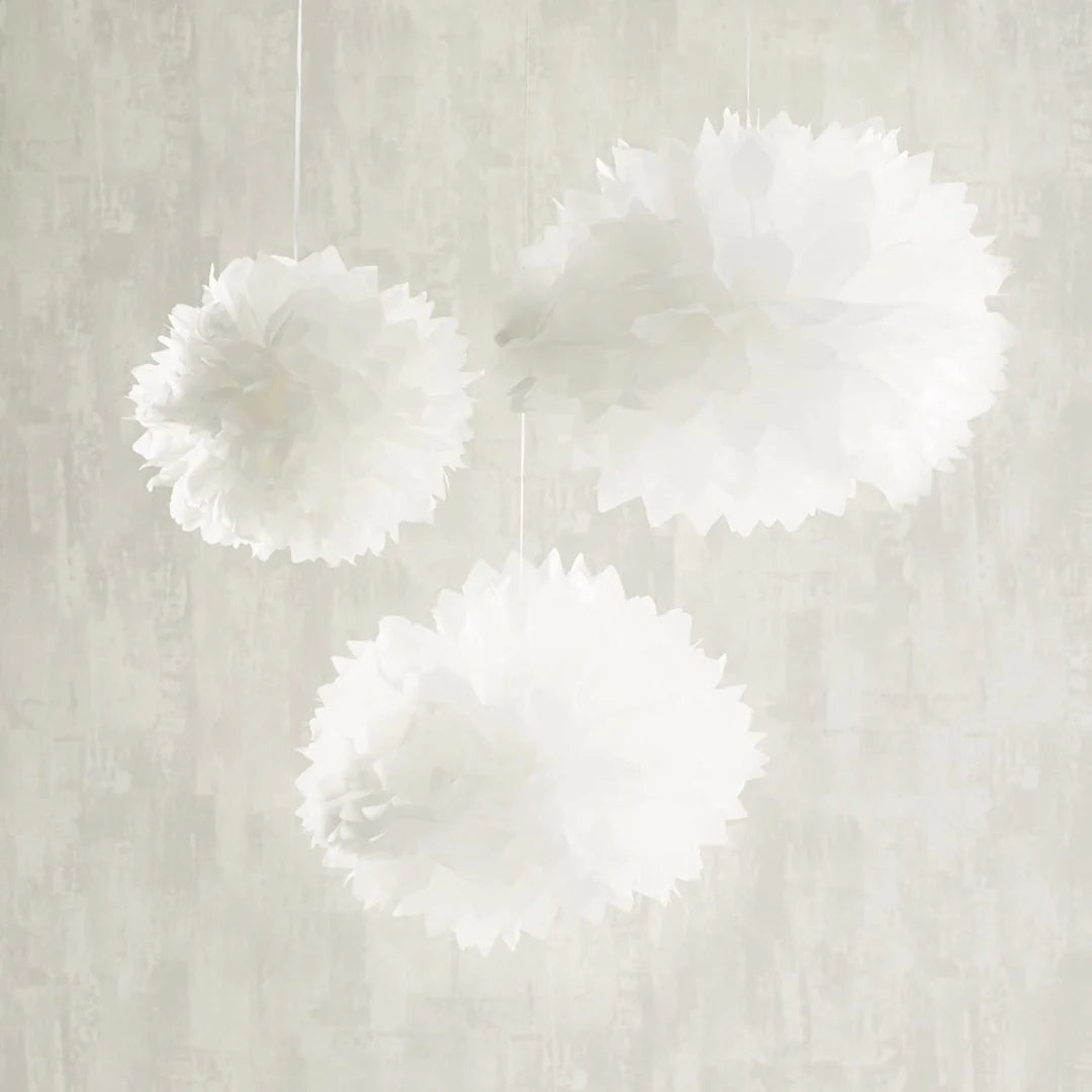9er Set Pompons in weiß, rosa und crème Bild 3