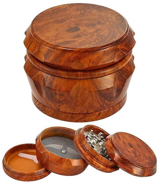 Vierstufige Kaffeemühle Aus Holz Mit Großem Fassungsvermögen Und Pollenschaber, Für Die Heimische Küche.