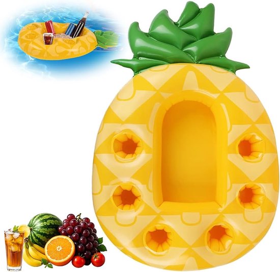 Aufblasbare Avocado-kühlbox (73 X 53 Cm) Mit 6 Becherhaltern – Tropische Schwimmende Bar Für Getränke Und Snacks, Für Pool-, Strand- Und Gartenpartys