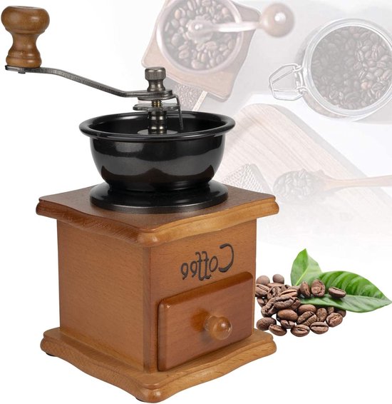Vintage Kaffeemühle Manuelle Kaffeemühle Aus Holz Mit Einstellbarem Mahlgrad Handkaffeemühle Mit Keramikmahlwerk Auffangschale Ideal Für Und