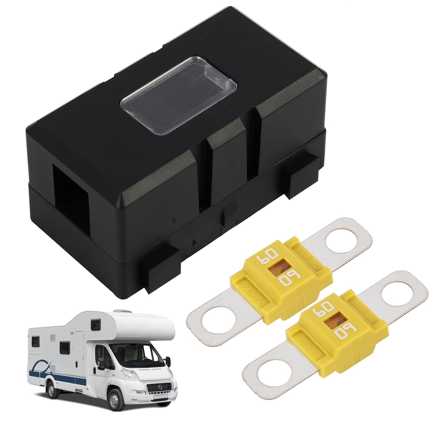 60a Ans Sicherungshalter Für Fahrzeuge Mit 2 Midi-schraubsicherungen, Kfz-sicherungshalter, Stromschutz Für Pkw, Lkw, Baumaschinen, Landmaschinen, Busse Und Wohnwagen (60a)
