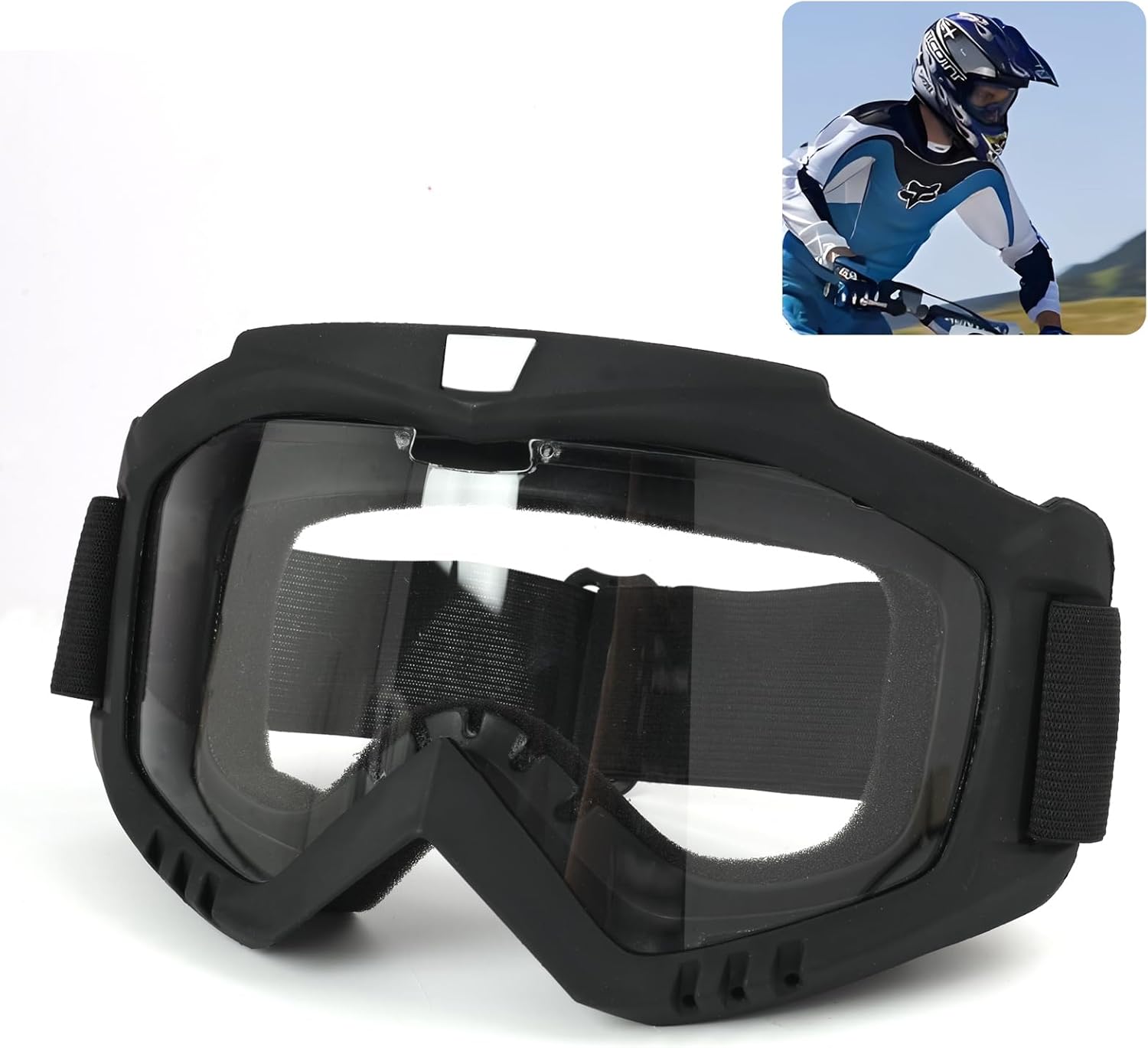 Motocross-brille, Uv400-schutz, Atv-brille, Dirtbike-brille, Staub- Und Winddicht, Flexibler Tpu-rahmen Und Pc-gläser, Geeignet Für Brillenträger