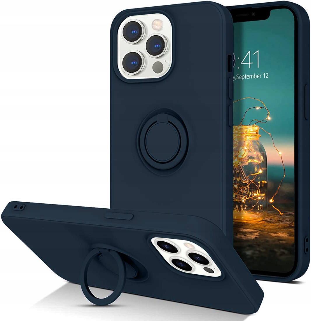 Schutzhülle Mit Ring, Marineblau, Für Iphone 13 Pro Max + Glas