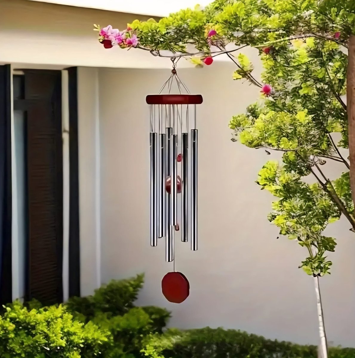 Windspiel – Für Den Außenbereich – Ganzjährig Nutzbar – Angenehmer Klang – Gestimmte Röhren – 68 Cm – Gestimmte Röhren – Aluminium – Silber