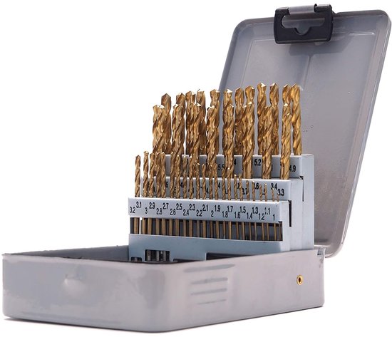 51 Teiliger Metrischer Indexbohrersatz, 1,0 6,0 Mm, Hss Mit Tin Beschichtung