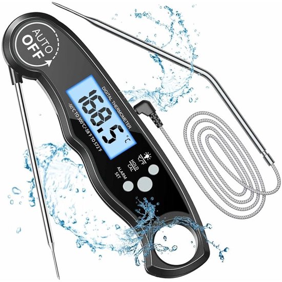 Digitales Sofort-messthermometer Klappsonde Lcd-hintergrundbeleuchtung Magnetverschluss Wasserdichtes Kochthermometer Für Grill Fleisch Öl Milch
