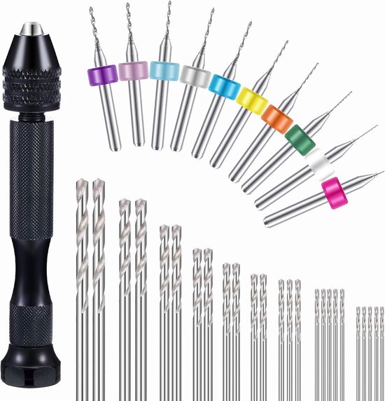37 Teiliges Handbohrer Set Mit Schraubstock, Minibohrern Und Spiralbohrern Für Bastelarbeiten, Holzschnitzereien Und Heimwerkerprojekte (0,3 1,2