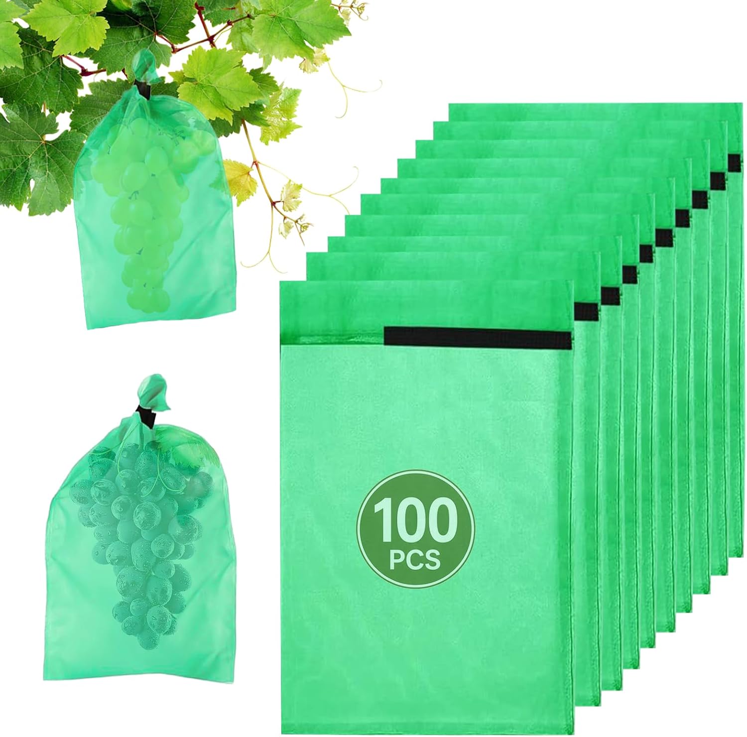 100 Stück Traubenschutzbeutel: Organza 20 X 30 Cm Obstschutzbeutel Mit Kordelzug Für Gartenfrüchte, Weinreben, Trauben, Äpfel, Tomaten, Kirschen Und Beeren.