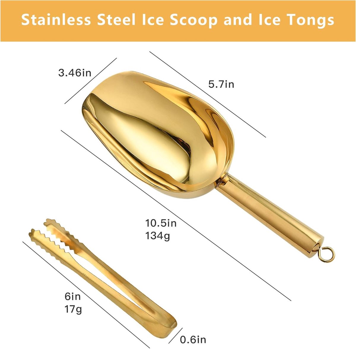 Set – Eisschaufel Und Eiszange – Eisschaufel Und Eiszange Aus Metall – Küchenutensilien Aus Metall – Edelstahl 304 – Geeignet Für Eiswürfel, Süßigkeiten, Nüsse, Mehl – Geeignet Für Hochzeiten, Bars, G