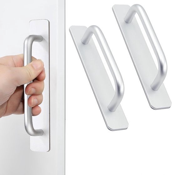 Selbstklebende Schrankgriffe Kein Bohren Erforderlich (2 Stück) Haften In 3 Sekunden An Küchenschubladen Und Schränken (silber, 14,8 Cm)