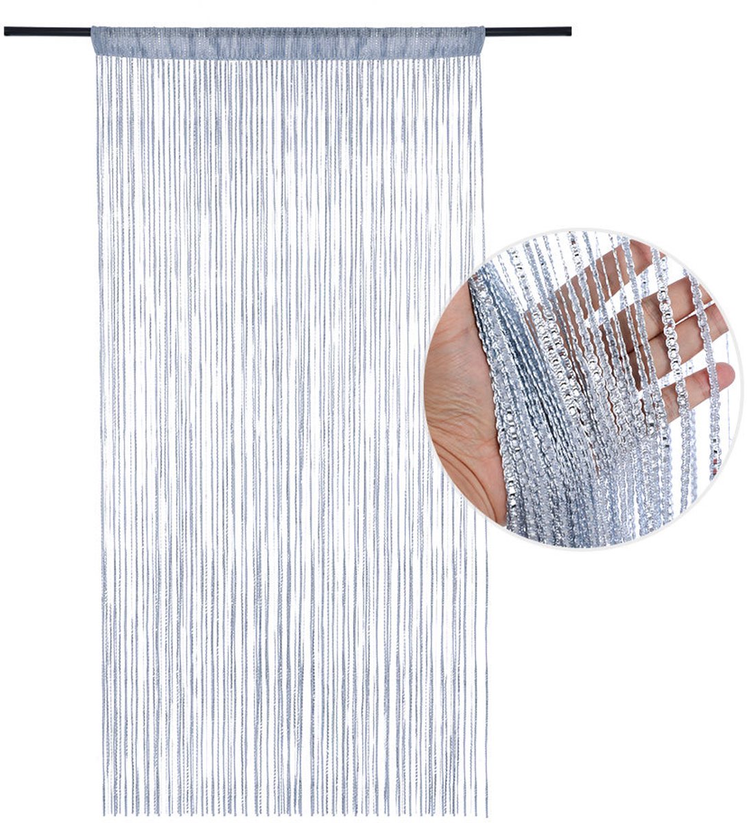 Türvorhang - 100 X 200 Cm - Heimdekoration - Mit Silbernem Faden - Pailletten-türvorhang - Schlafzimmervorhang - Raumteiler Für Wohnzimmer - Paillettendekoration (silber)