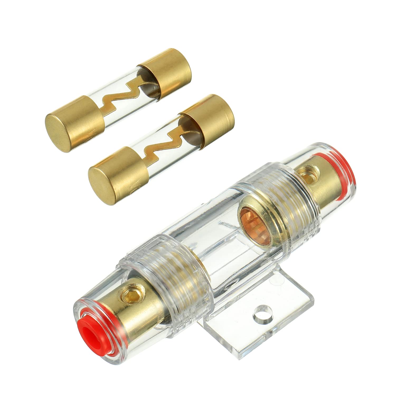 Vergoldeter Inline-agu-sicherungshalter Mit 2 Stück 100a Agu-sicherungen Für Den Sicherheitsschutz Der Kfz-audio-stromversorgung (100a)