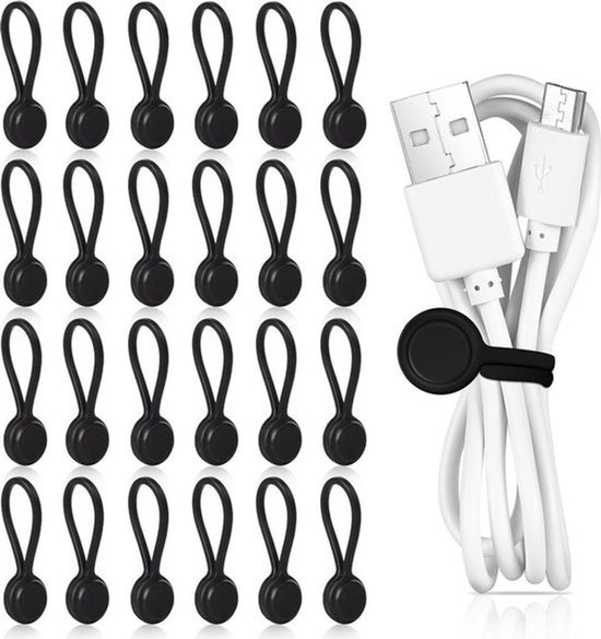 Magnetische Kabelbinder (24 Stück), Wiederverwendbar Und Vielseitig – Geeignet Für Kopfhörer, Usb- Und Andere Kabel, Stifte Usw.