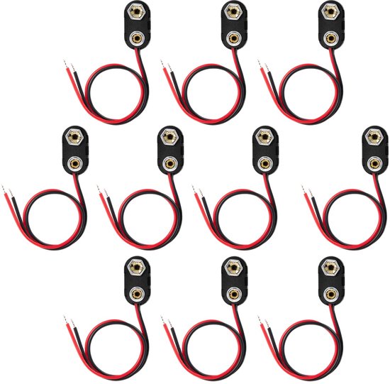 10 Stück 9 Volt Batterieclip Mit Kabel Typ I Mit Kabelbaum Abs Hartschalenkoffer 15 Cm