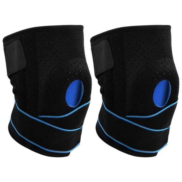 2 Universelle Kniebandage Mit Patellarsehne, Verstellbare Knieschiene, Schwarz.