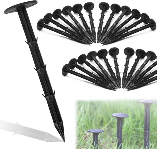 Heringe 50er Pack Extra Starke Bodenanker 15,5 Cm Lang Kunststoffnägel Schwarz Haken Mit 6 Widerhaken Wurzelvlies Unkrautvlies Bodenvlies Bodenma