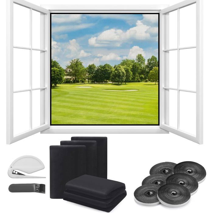 6-teiliges Diy-fenster-moskitonetz, Insektenschutzgitter 130 X 150 Cm, Anti-moskito-vorhang, Zuschneidbar, Moskitonetzrolle