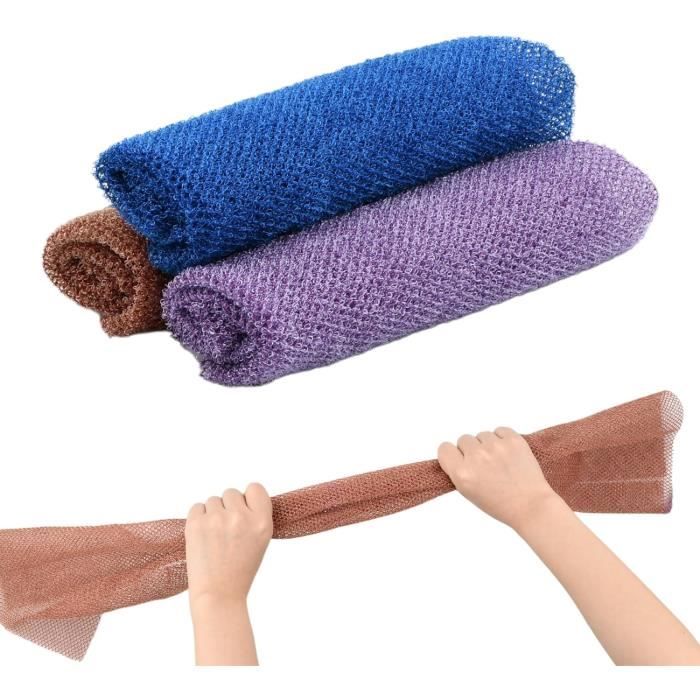 Peeling-badeschwamm – 3er-set – Blau, Braun, Lila – Strapazierfähiges Nylon – Weich Und Effektiv