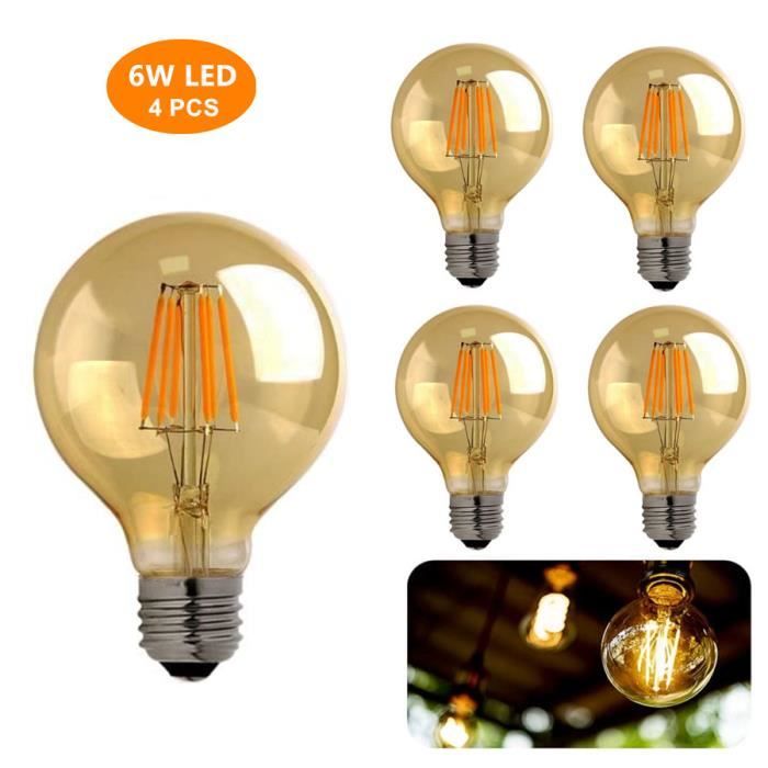 4er-pack Edison E27 Led-glühbirnen - Vintage Edison - G80 - Warmweiß - 6w (entspricht 60w)