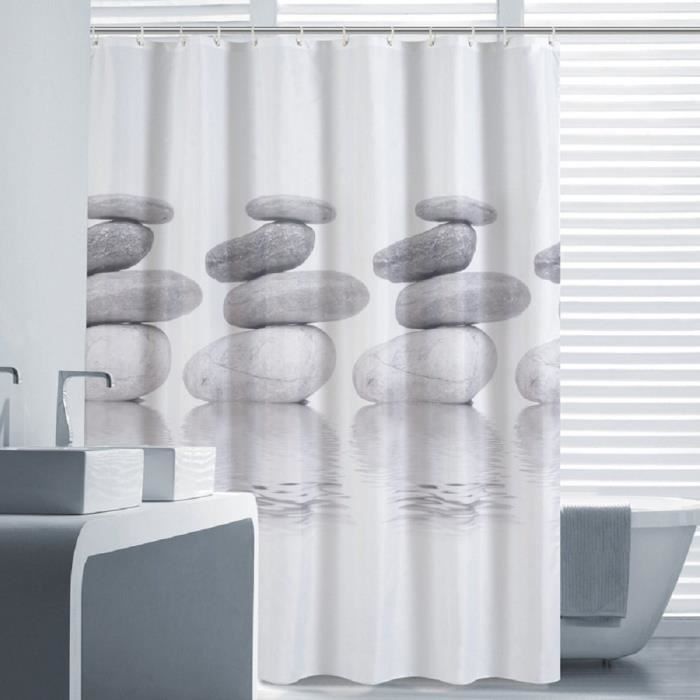 Duschvorhang - Lifewit - Kieselsteinmuster - Wasserdicht - 180x180cm - 12 Hakenringe
