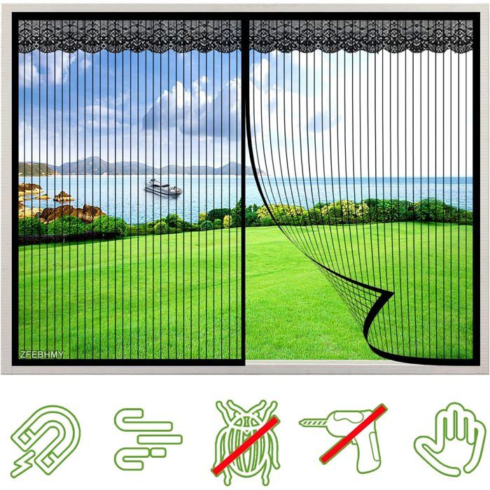 Magnetisches Fenster-moskitonetz, Selbstklebendes, Automatisches Moskitonetz Für Türen, Fenster 120 X 120 Cm, Schwarz