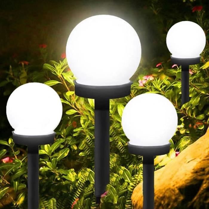 Amoune Solar-gartenleuchten – 4 Runde Led-lampen – Außenbeleuchtung – Modernes Design – Solarbetrieben
