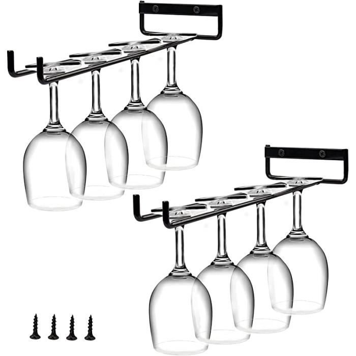 Wandmontierter Glashalter – Schwarz – 4er-set – Industriestil – Maße: 30 X 10 X 2 Cm