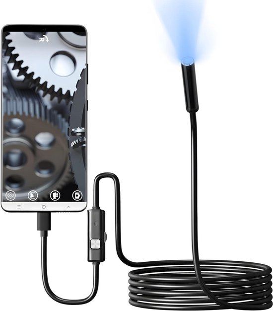 Usb-endoskop Für Iphone – Kabellose Hd-inspektionskamera – Wlan-endoskop-inspektionskamera Für Android Und Iphone – 1 M – Schwarz