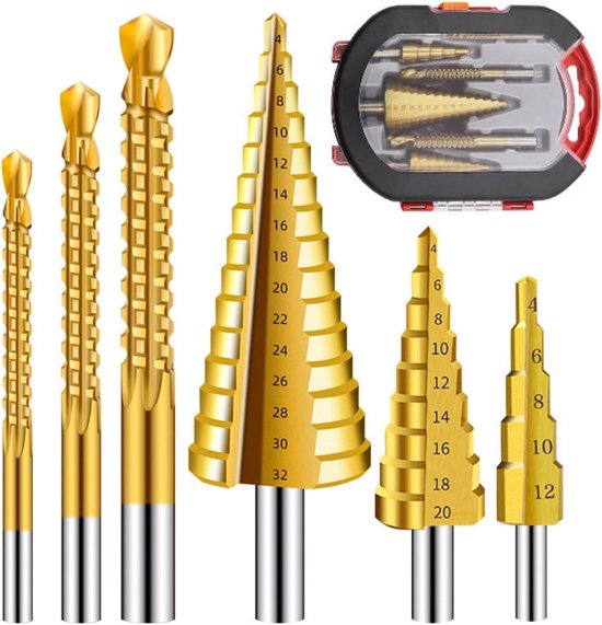 6 Teiliges Set Stufenbohrer Stufenbohrer Fräserset Titanbeschichtet