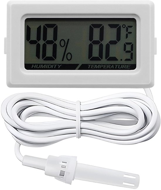 Digitales Thermometer Und Hygrometer Mit Sonde, Speziell Für Reptilien Entwickelt – 2-in-1-monitor Für Terrarien Mit Direkter Anzeige (weiß)